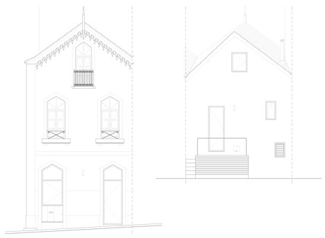 Rear elevation Portuguese townhouse meets Alpine chalet at this renovation by Tiago do Vale Arquitectos