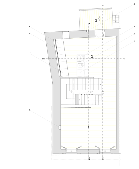 First floor plan of Portuguese townhouse meets Alpine chalet at this renovation by Tiago do Vale Arquitectos