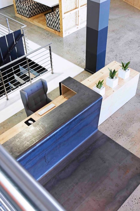 99c offices by Inhouse Brand Architects features<br /> a waiting room inside a shipping container