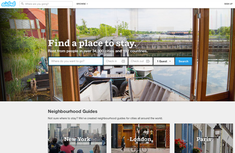 Airbnb home page