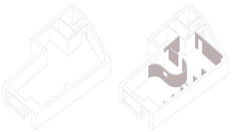 Architecture studio with a bulging wall by domohomo architects