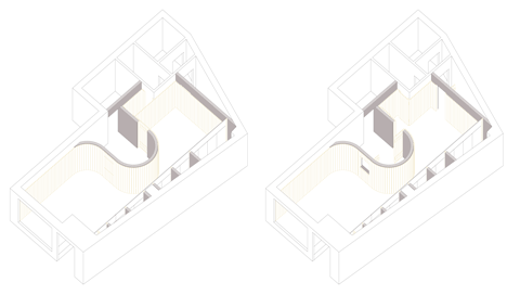 Architecture studio with a bulging wall by domohomo architects