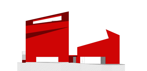 Casa das Artes bright red cultural centre by Future Architecture Thinking