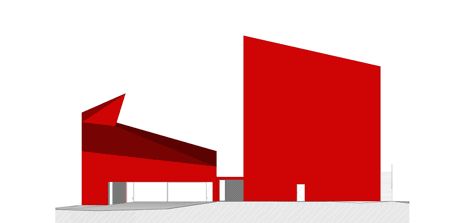 Casa das Artes bright red cultural centre by Future Architecture Thinking