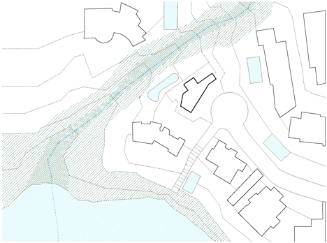 Site plan of Concrete house by Langarita-Navarro photographed as a crime scene