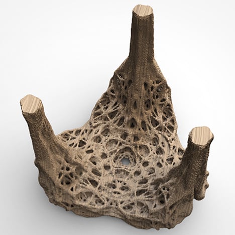 Daniel Widrig uses DIY 3D printing process to produce pixellated stool