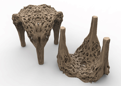 Daniel Widrig uses DIY 3D printing process to produce pixellated stool