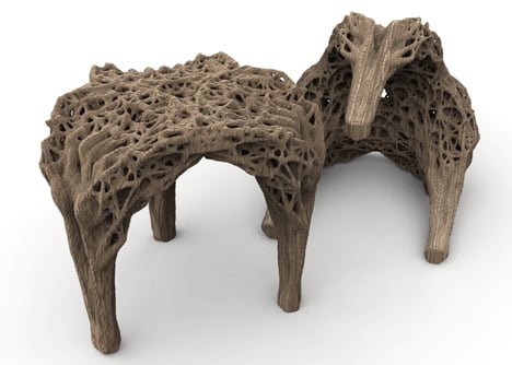 Daniel Widrig uses DIY 3D printing process to produce pixellated stool