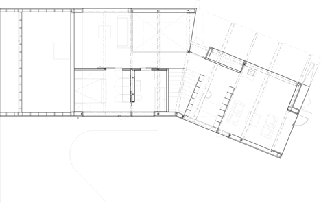 First floor plan of Double-gabled house overlooking a Norwegian fjord by Schjelderup Trondahl Architects