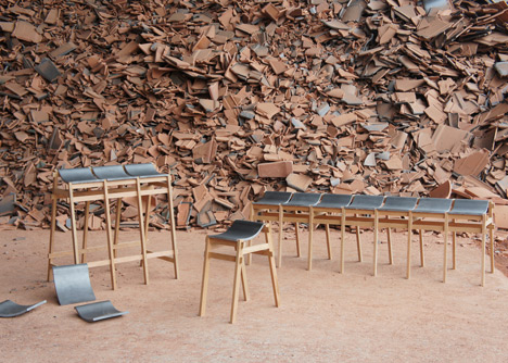 Furniture made from waste tiles by Tsuyoshi Hayashi