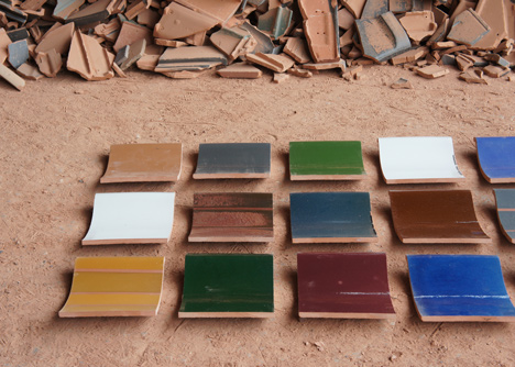 Furniture made from waste tiles by Tsuyoshi Hayashi