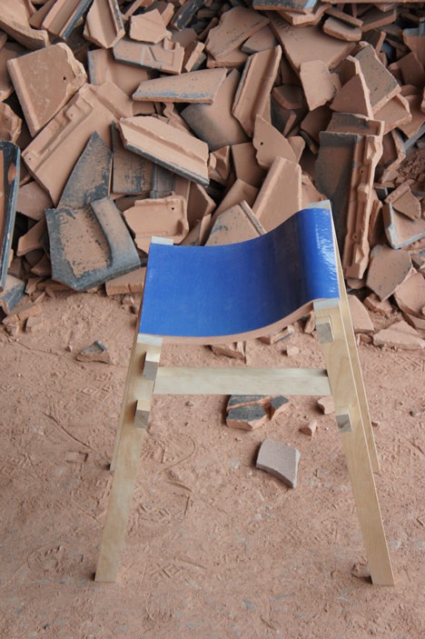 Furniture made from waste tiles by Tsuyoshi Hayashi