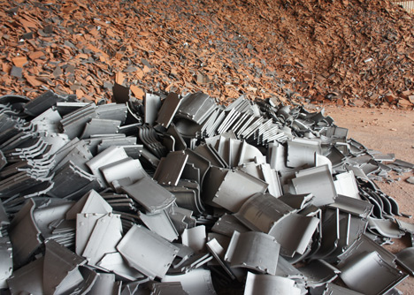 Furniture made from waste tiles by Tsuyoshi Hayashi