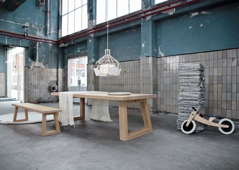 Lamp made from model glider materials by Studio Daniel for Odesi