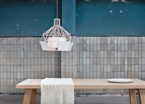 Lamp made from model glider materials by Studio Daniel for Odesi