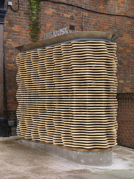 London flower kiosk with a wavy timber exterior by Buchanan Partnership