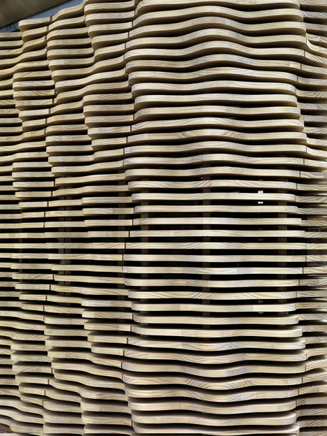 London flower kiosk with a wavy timber exterior by Buchanan Partnership