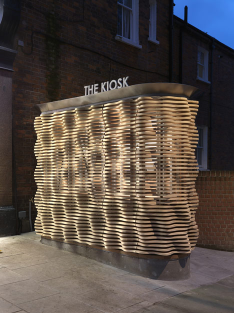 London flower kiosk with a wavy timber exterior by Buchanan Partnership