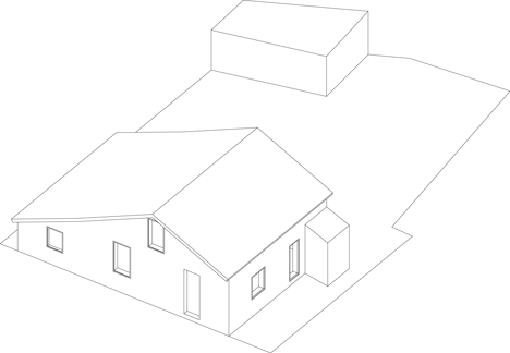 Exploded view five of M03 house renovation by BAST contrasts old brick base with new metal extension