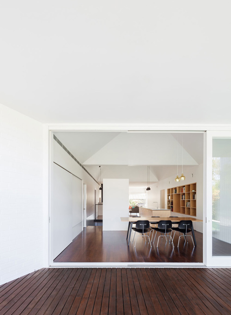 Renovated single-storey house with distorted ceiling voids by Tribe Studio