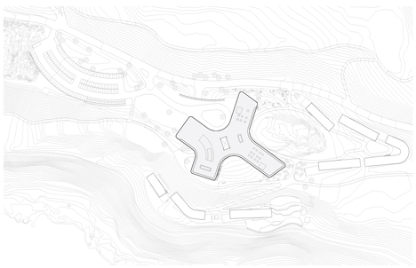 Southcape golf clubhouse by Mass Studies features curving concrete canopies