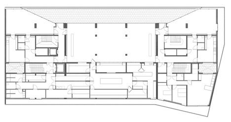 First floor plan of Student housing with a coral-inspired facade by Atelier Fernandez & Serres