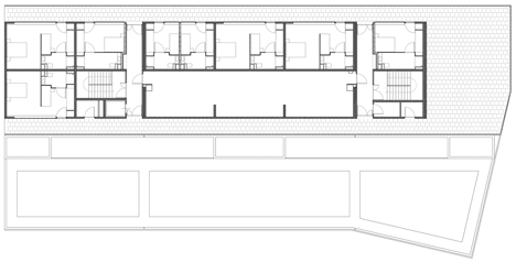 Fifth floor plan of Student housing with a coral-inspired facade by Atelier Fernandez & Serres