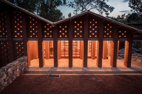 Children's library in Africa with rammed earth walls by BC Architects