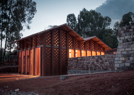 Children's library in Africa with rammed earth walls by BC Architects