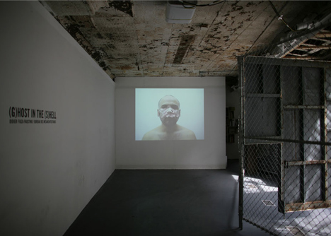 Twisting barbed wire fence installed by Didier Faustino at Cincinnatis Contemporary Arts Center