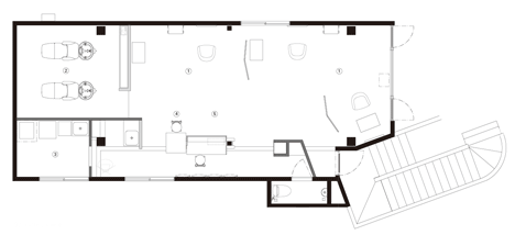 Floor plan of Vine Hair Salon by Sohei Arao of Sides Core