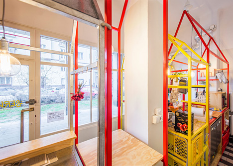 Zapiekanka restaurant in Warsaw modelled on a market booth by MFRMGR