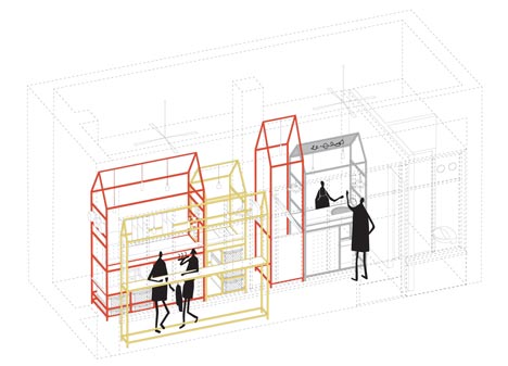 Zapiekanka restaurant in Warsaw modelled on a market booth by MFRMGR