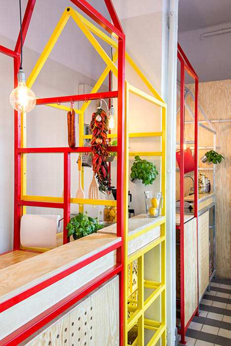 Zapiekanka restaurant in Warsaw modelled on a market booth by MFRMGR