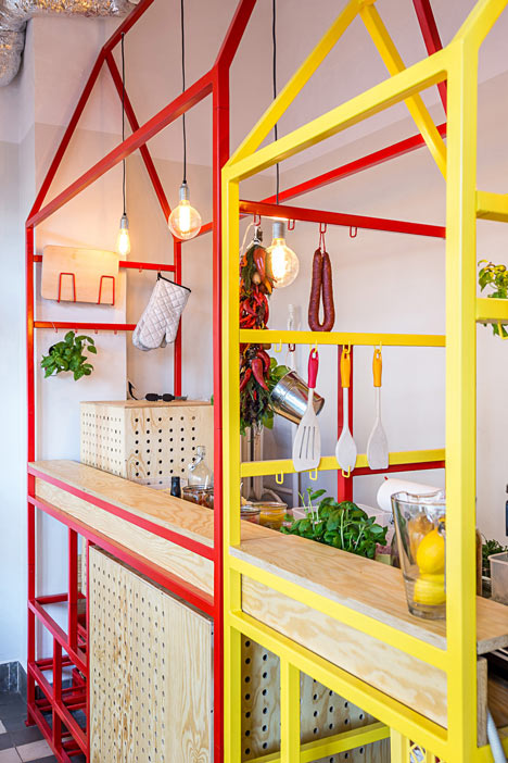Zapiekanka restaurant in Warsaw modelled on a market booth by MFRMGR