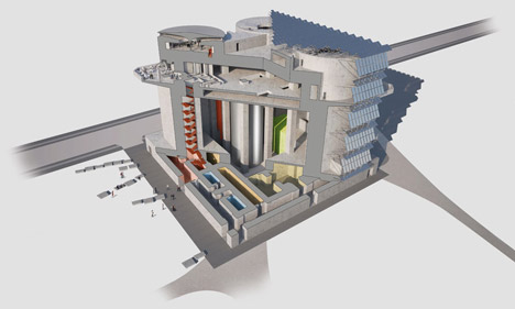 Abandoned concrete bunker converted into a green power plant