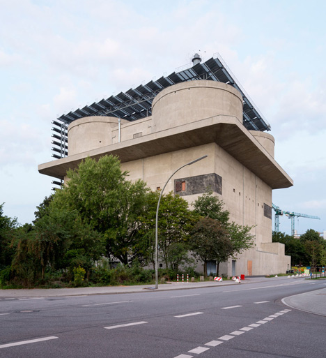 Abandoned concrete bunker converted into a green power plant