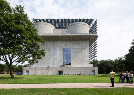 Abandoned concrete bunker converted into a green power plant