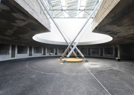 Abandoned concrete bunker converted into a green power plant
