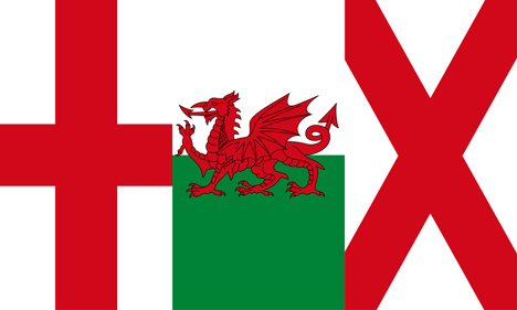 Alternative designs proposed for the union jack flag without Scotland