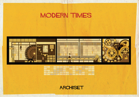 Archiset illustrated film sets by Federico Babina