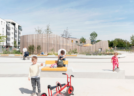 Behnisch Architektens kindergarten nestles in new Heidelberg plaza