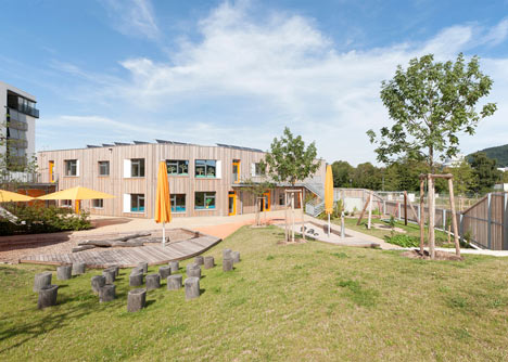 Behnisch Architektens kindergarten nestles in new Heidelberg plaza