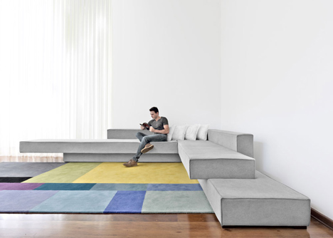 Cantilevered sofa by Paulo Kobylka