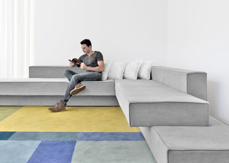 Cantilevered sofa by Paulo Kobylka