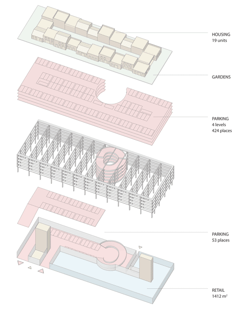 Car park with apartments on its roof by Brisac Gonzalez
