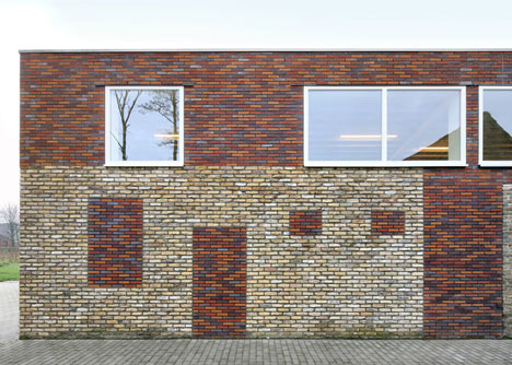 Community Centre Westvleteren by Atelier Tom Vanhee contrasts old and new bricks