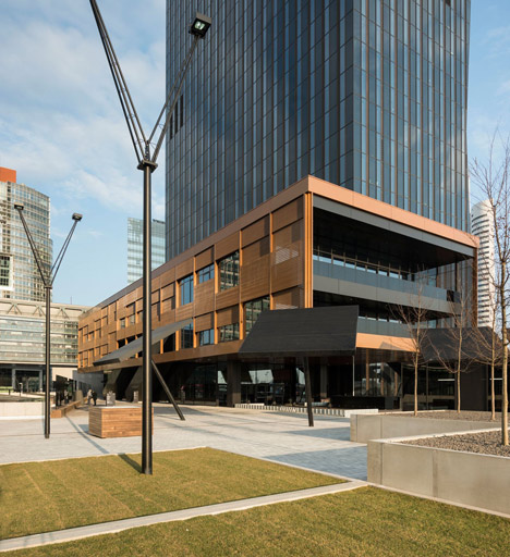 DC Tower 1 by Dominique Perrault Architecture features a faceted glass facade