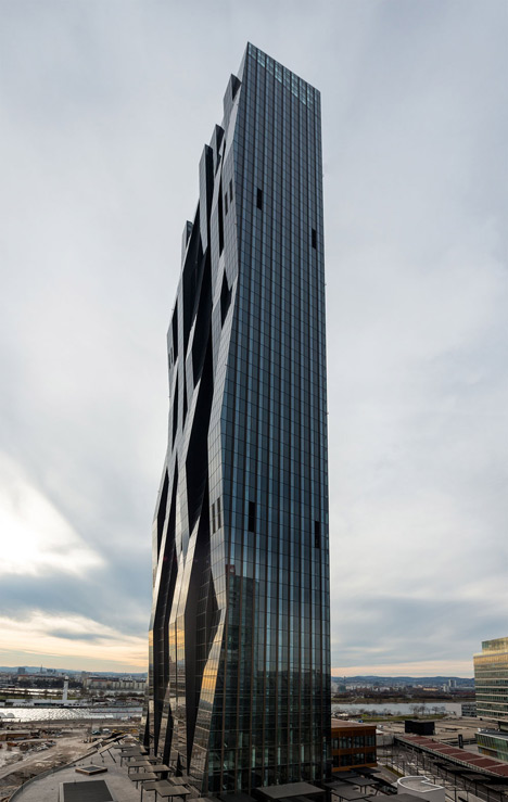 DC Tower 1 by Dominique Perrault Architecture features a faceted glass facade