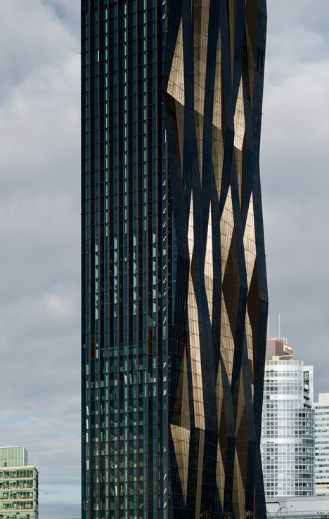 DC Tower 1 by Dominique Perrault Architecture features a faceted glass facade